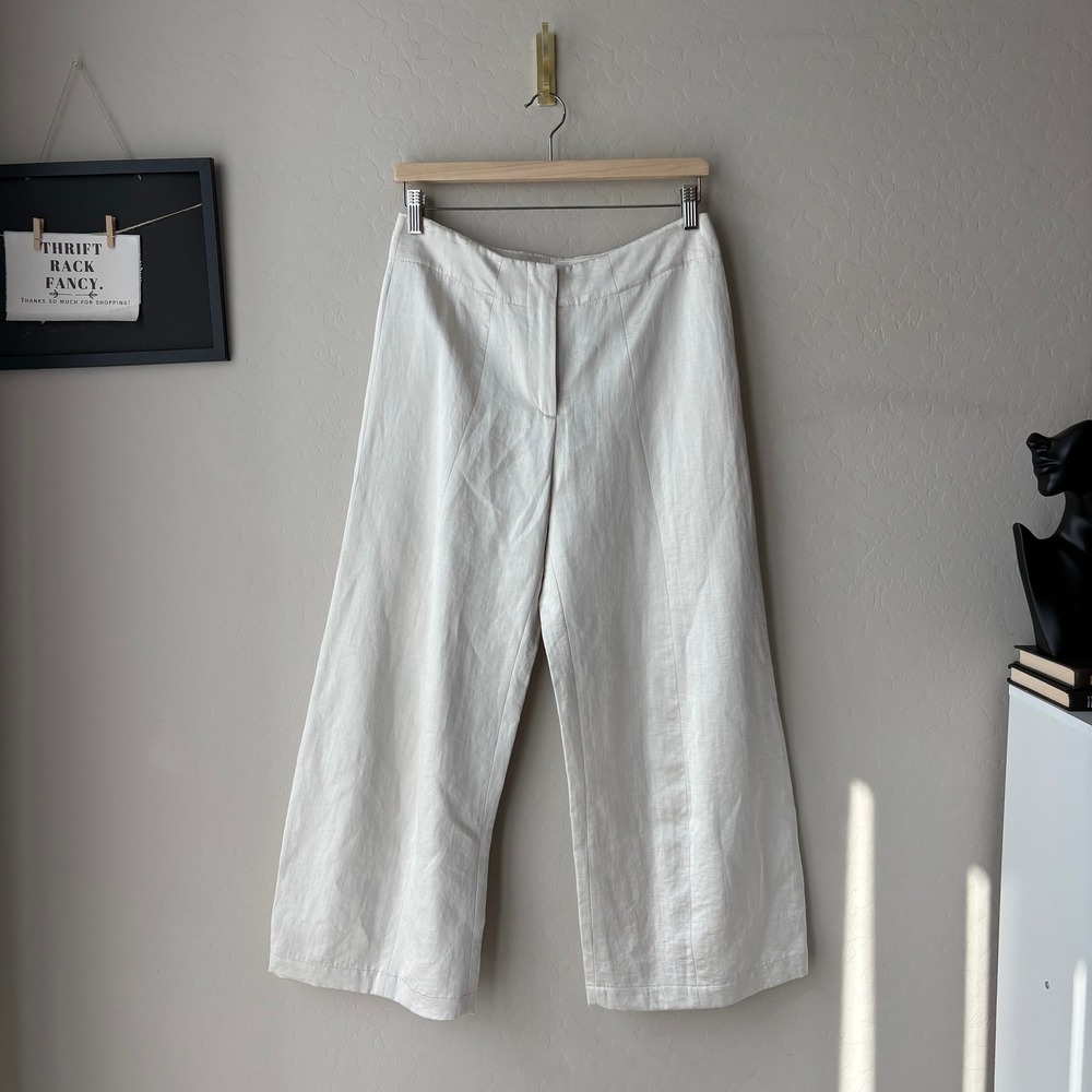Zero Maria‎ Cornejo Wide Leg Barrel Culotte Pants Cream Linen Blend Size 4